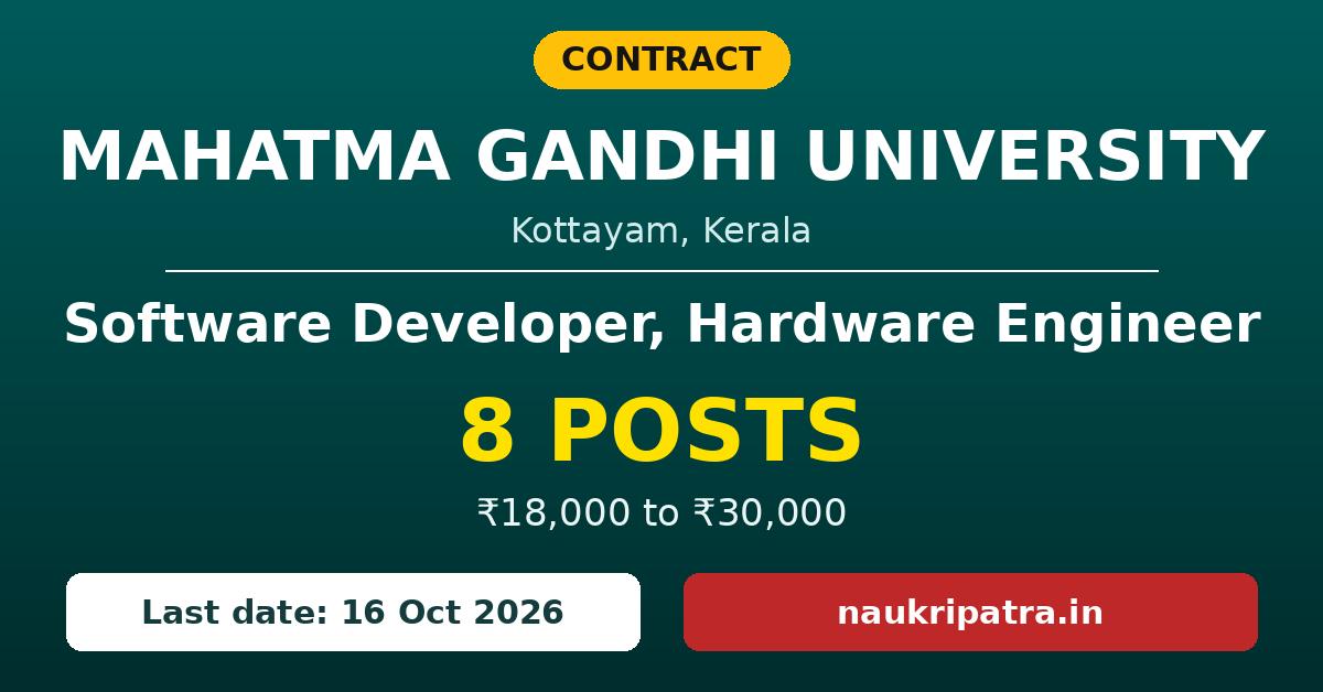 MG University Software Developer Recruitment 2026